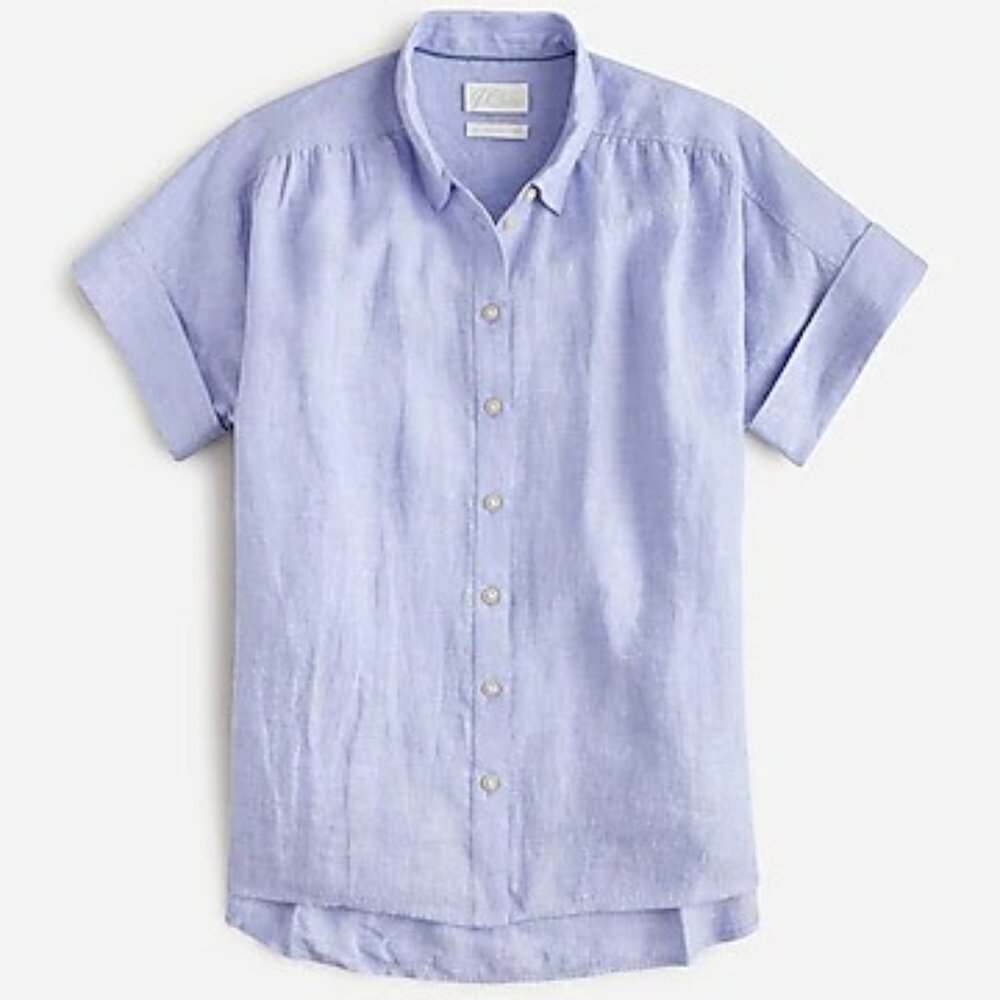 J. Crew Baird McNutt Irish linen short-sleeve shirt, relaxed fit, French Blue, S
